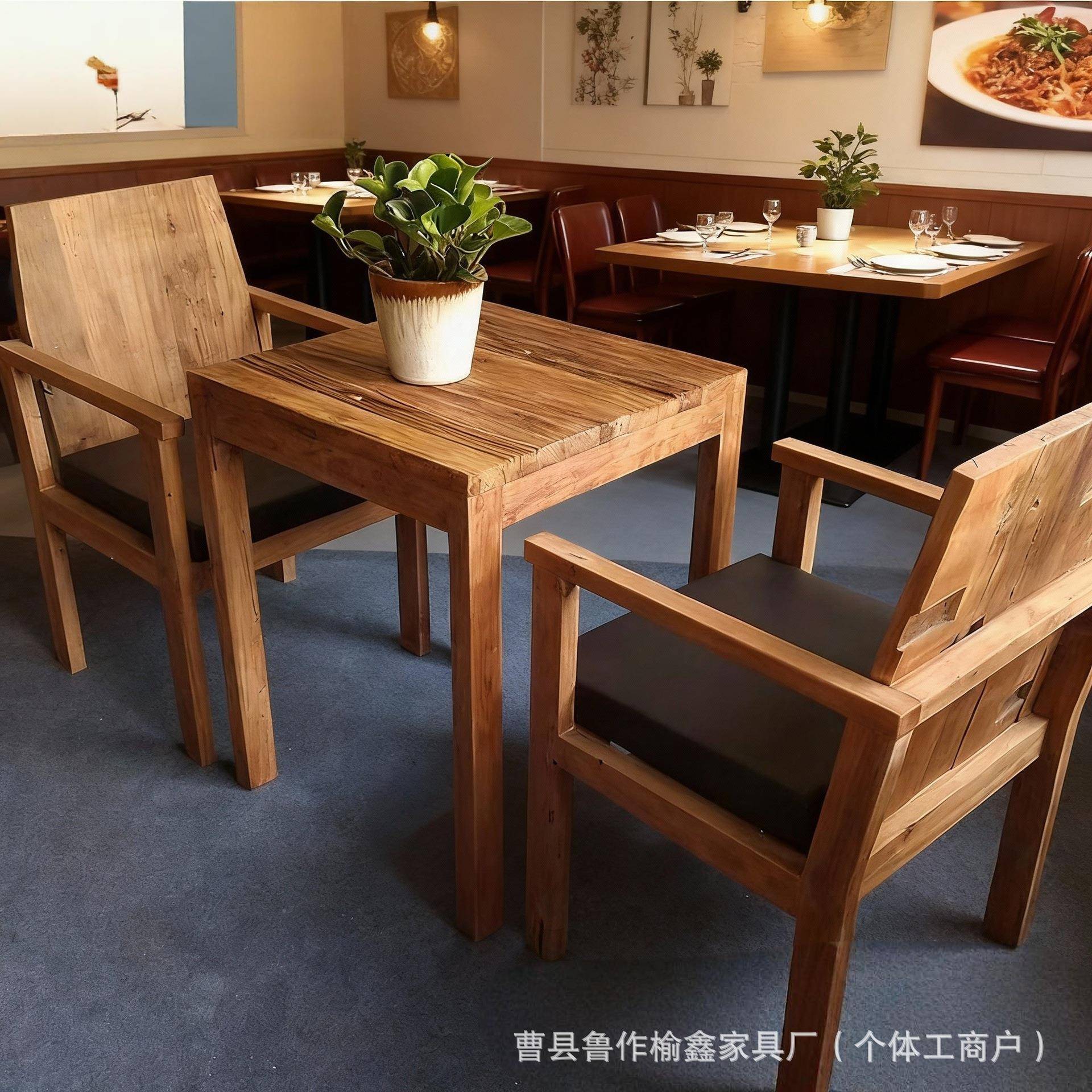 北方老榆木桌八仙茶桌复古怀旧四方桌宿酒馆实木民农村家用八仙桌