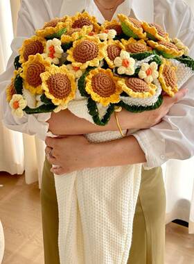 成品葵花束毯VXN田园毯花向毯手工编织铃兰花玫日瑰花束毯子毛毯