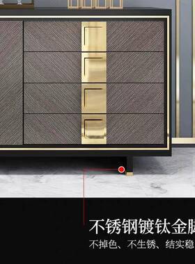美式轻厅18214奢入玄关柜烤户漆餐储物边柜茶水酒柜代木纹现简约