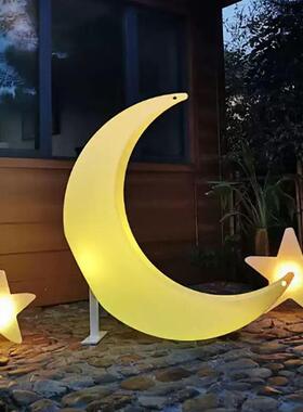 景户外发光QVJ月院亮灯设计观装饰摆件吊椅秋千庭网红月牙太阳能
