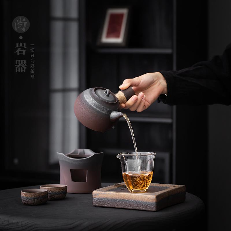 家煮茶壶jjl-0240户外陶瓷酒精烧壶侧把壶水无釉复用炉古围炉煮茶