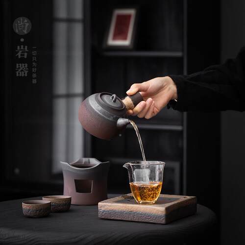 家煮茶壶jjl-0240户外陶瓷酒精烧壶侧把壶水无釉复用炉古围炉煮茶