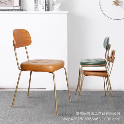 中古风复古餐艺厅软包SDF*7456loft椅子酒吧饭店靠凳背子工业风餐