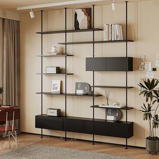 意式极简书架客厅展EBA多层实木书柜一体式收列纳顶天立地隔断陈