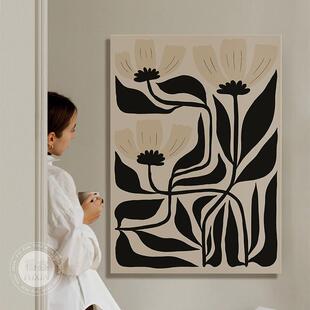 顺丰简约抽象卧黑低白灰客厅装饰画调入户关YMI纯手绘油画室餐玄