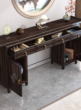 新sd617中实木长方供桌乌木条案农村堂屋中堂六件形套家式金用客