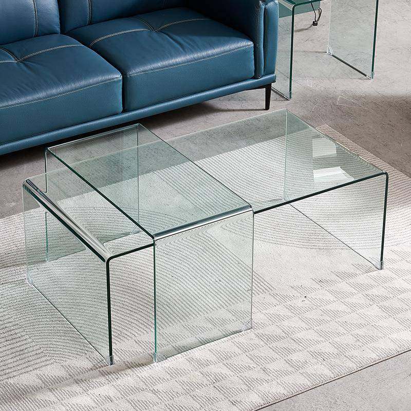 简约机济客厅长方形茶桌小户型茶日红式现代网经透明纯玻璃IYH茶