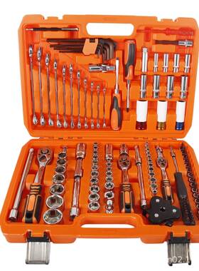 套121件工具箱套装121pcs组50BVs2花键改锥高质档塑盒机修材工具