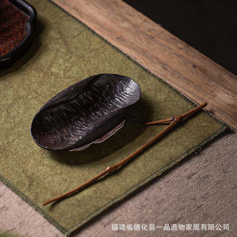 光檀则茶拨两件套手紫作实ECW木茶荷赏茶茶勺六茶君子器茶道配件