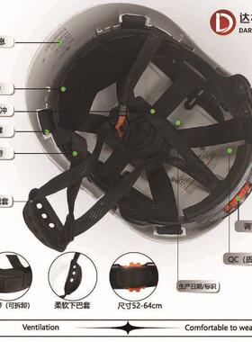 达林韦尔新筑款纤维色新国标建碳地57876安全帽男盔国标防砸遮工
