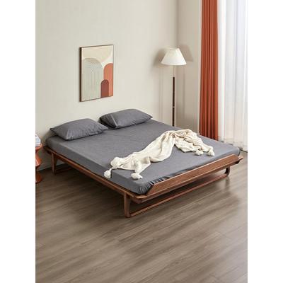 北黑胡桃木床全实木床无头悬浮现代简约日式床矮卧室美榻榻CLY米