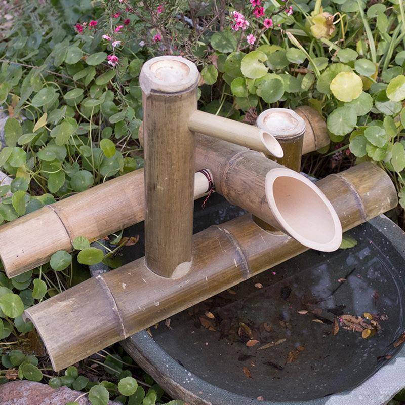 竹子流竹水器竹水循环摆日筒式YGS庭院石户外排竹勺造件景