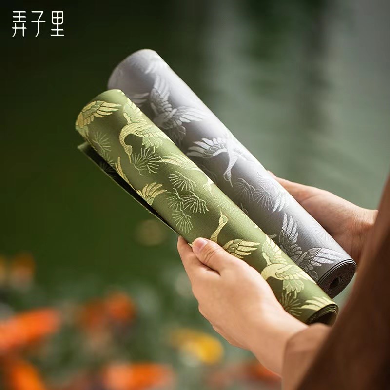 弄子里茶配件.松鹤茶席(鸦青/绀蓝/绯红)29*200cm茶道零配布艺图片
