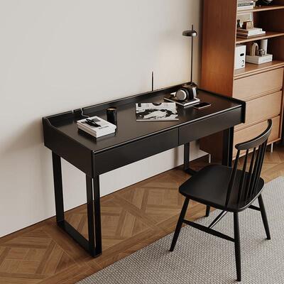 实木书桌现代轻奢办公桌中古风书房写字台家用意式极简学生书桌椅