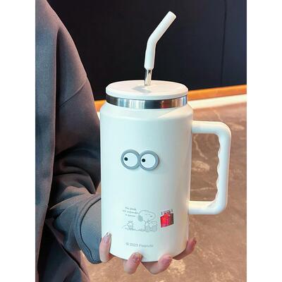 ya咪家不锈钢保温杯大容量高颜值水杯带吸管1500ml杯子便携办公室