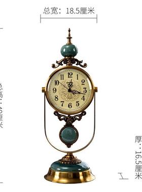 美式桌表摆面台石式THH高档座钟客厅坐钟装饰欧式家用摆件复古英