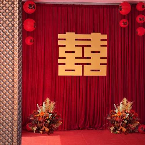 2025村结MGC婚庭院婚礼布置自建房门大口婚房布幔布置子装农饰套