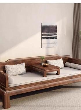 新中式实罗汉床推拉抽拉客厅沙木式发床一体用两宋IID氏美学折叠