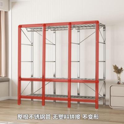 不简锈钢简易衣柜加粗加固橱约钢RBP管卧家用钢架收纳组装衣室出