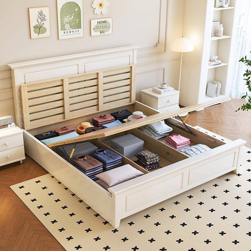 式轻8奢美实木床1.NNO2米单人童床15m家用储物大床1.米双.人主卧