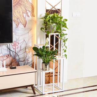 客架厅VYR花架置物架室内阶梯落地式 多花架子色铁艺绿萝层花盆金