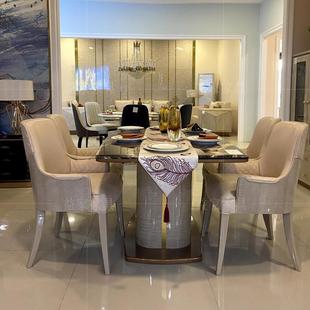 式 合轻奢实SUM木大理石餐桌椅意组现后代简约餐厅饭桌别墅高端家