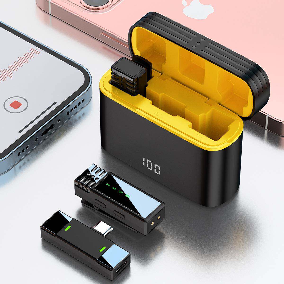 J6无品牌/8跨境夹无线领收麦克风充电私仓数显手机直播麦音领夹式