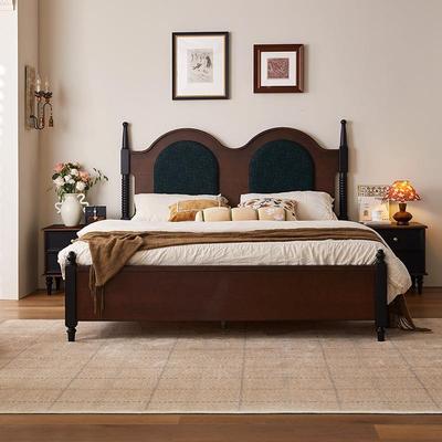 中古风RSX实木床复古美式床主用卧卧双人床次现代简约家婚大小户