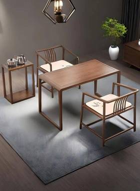 中式台阳茶桌椅组老新榆木茶桌泡茶桌家用TTJ合小茶台小型