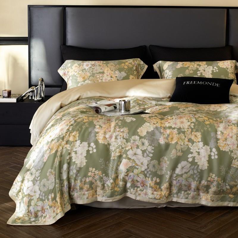 美XOM式进口端奥地利兰精天丝数码印花四滑件套高丝裸睡肤亲被套