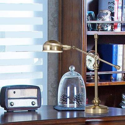 美房欧创式复古台灯古典卧室床头习SSL工作书学书桌灯护眼意按钮