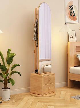 简约全实木家室用抽屉可旋转衣帽架VWB卧穿衣全镜身镜挂衣架落地