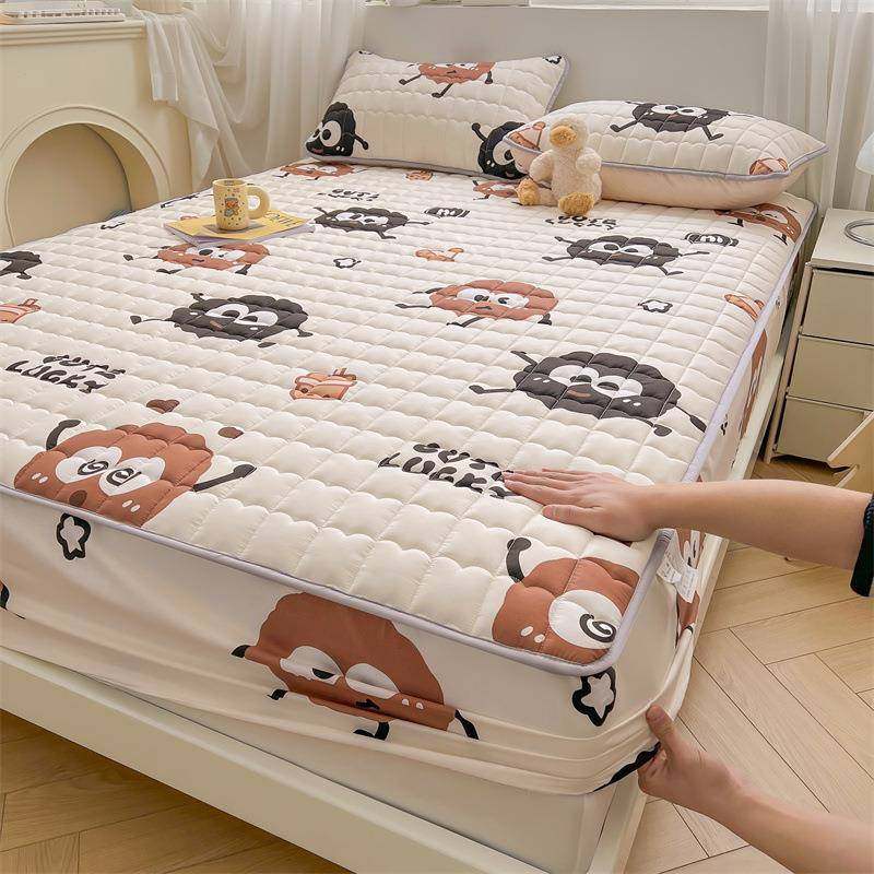 A类纯棉夹思棉床加笠三wen件套全棉印花保绗缝床罩厚席梦床垫护套,床上用品,床裙,淘宝优惠券,粉丝福利购,淘宝优惠卷