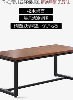 业铁风商工用餐饮店艺实木KMP餐桌椅组合食堂面馆长方形长桌长凳3