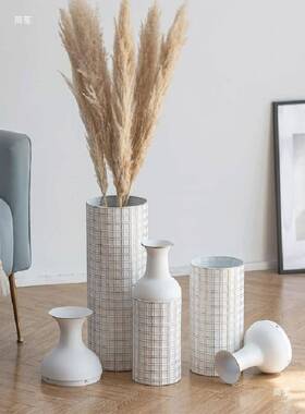 美式复古落地花瓶手工立体锤感纹金家居客属大厅t$*&fghl插花桶摆