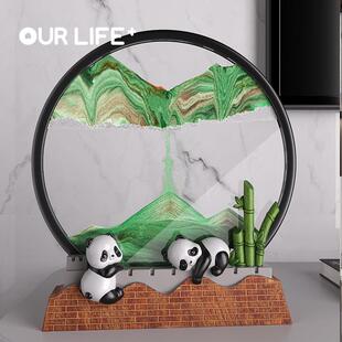 熊猫流画解沙压家漏摆件客厅轻LYI奢高档电视柜酒沙柜办公室居装