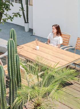 户外桌椅庭院晒腐花园休闲YPZ防子木长桌防水防商用露天室外塑木