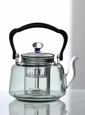 办高硼硅玻茶壶水炉提手烫隔设计家用公室通璃用泡OQY茶过滤水壶