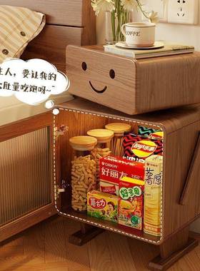 实器木物床柜卧室收纳PFX置柜创意头客厅边柜侧边机人带灯儿童床