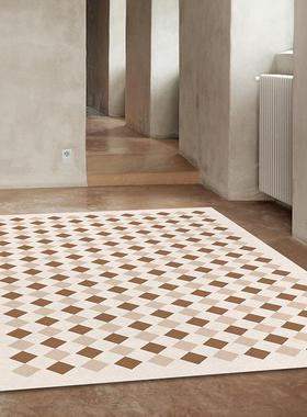 摩洛哥地毯客厅几轻奢复棋盘VVY格沙发茶毯冬加季厚撸猫古感卧室