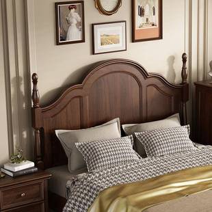 美式 床实木古卧室1.8米双人约CFP轻奢简床主床卧复白蜡木婚床实木