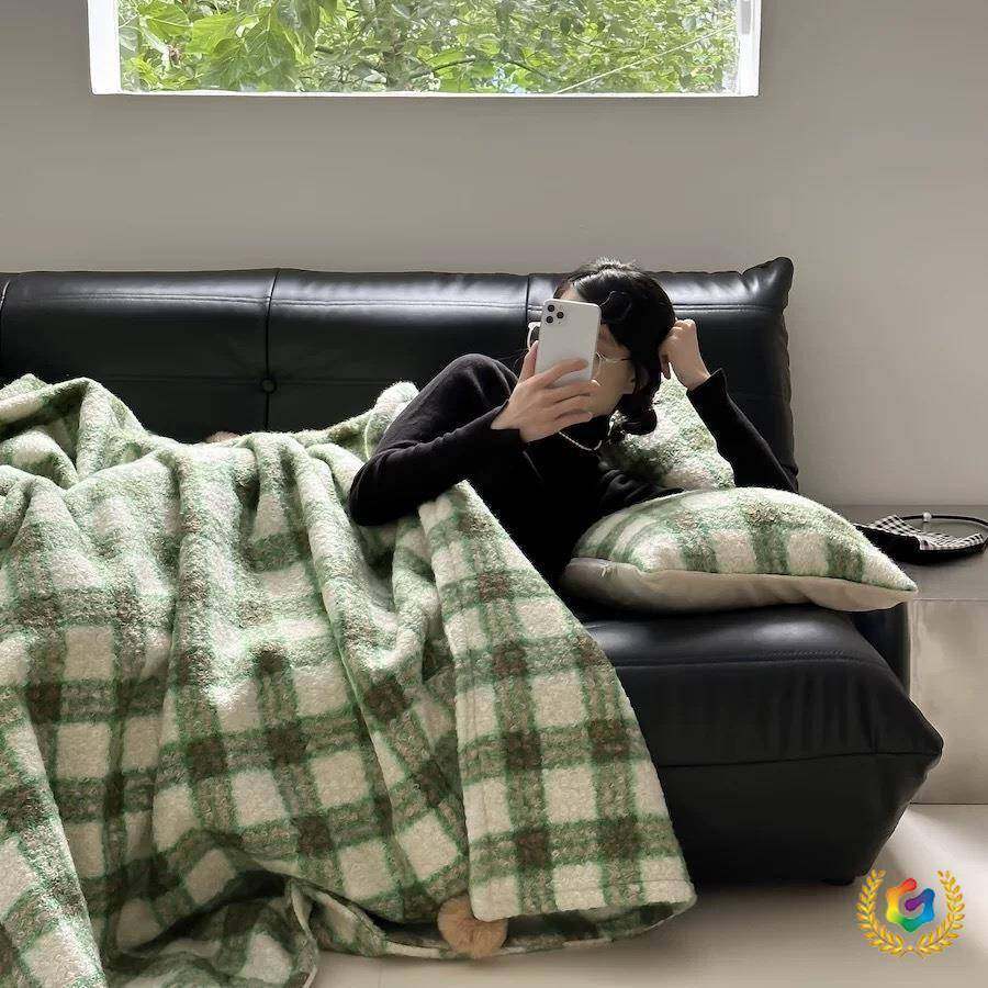 ?格纹卷妮F$p$pd$p毛毯双面球球盖复毯英羊伦古毯柔软加厚子沙发,床上用品,休闲毯/毛毯/绒毯,淘宝优惠券,粉丝福利购,淘宝优惠卷