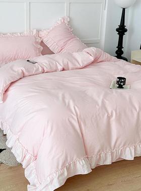 夏季棉公主风纯件床上四套10全棉被0套床单笠三件套高端粉FDR色床