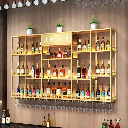 吧台约墙式红酒架餐厅985壁挂酒柜铁酒吧悬挂挂式艺酒简架展示架