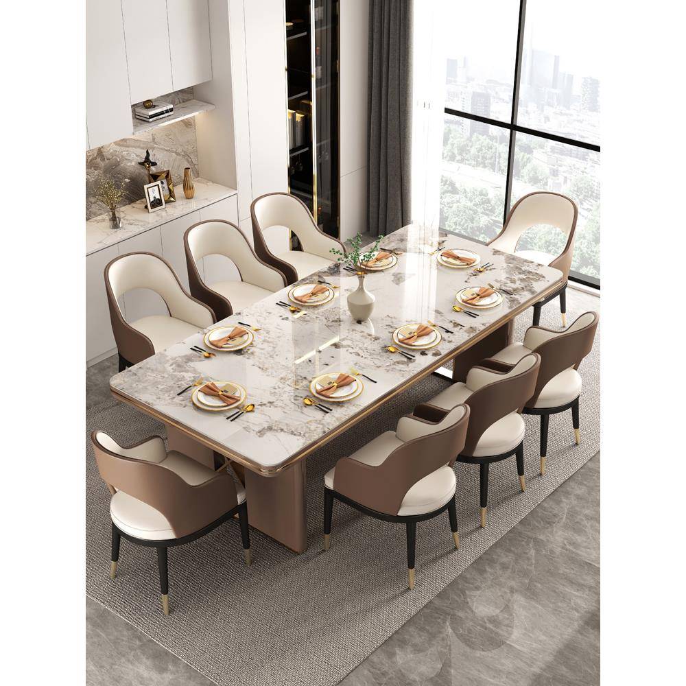 轻奢意式岩约板餐桌椅组合代简JGD家用小户型方形西餐长桌现吃饭