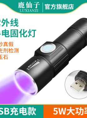 鹿仙子uv强光紫光灯手电筒鉴定专用维修胶水绿油固化灯紫外线手持