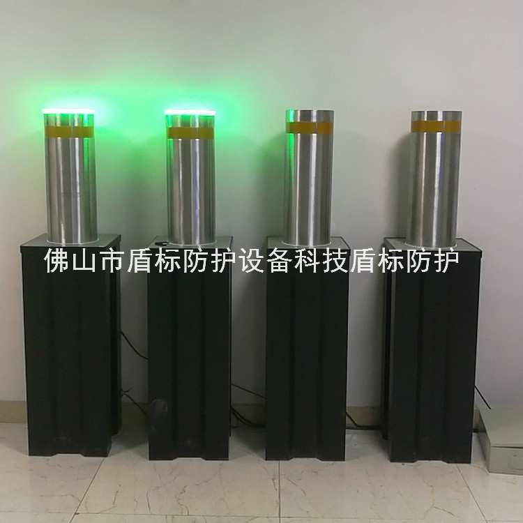 盾标防护电动升降止车柱304不锈钢液压一体式全自动伸缩防撞柱子