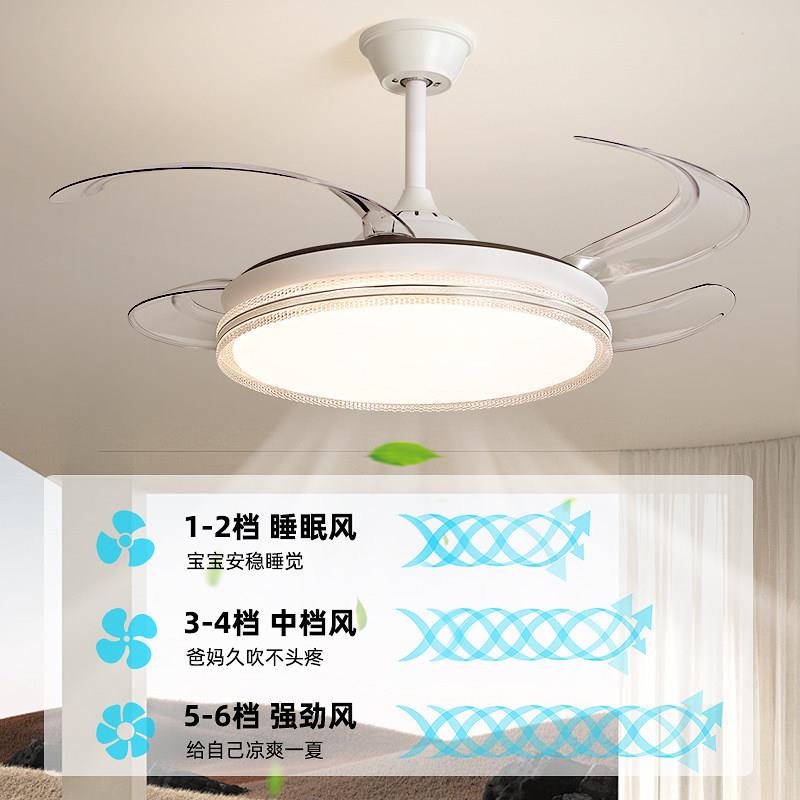 现代简约风吸餐顶LED隐形风扇扇灯82家庭用厅厅全光谱大客风力吊