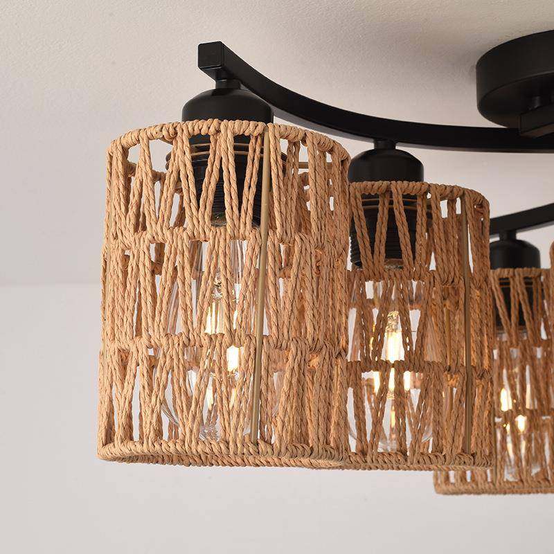美式简约灯吊工麻绳编织客吧厅台手餐465厅卧室酒店客房藤条吸顶,家装灯饰光源,智能吊灯,淘宝优惠券,粉丝福利购,淘宝优惠卷
