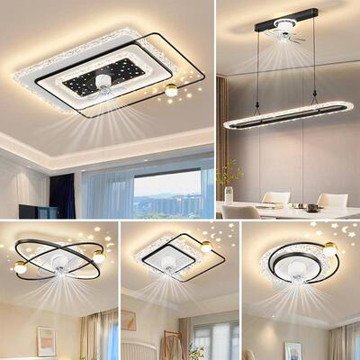 客厅风扇灯网红顶星空吊扇一体吸现代简约轻灯摇头电奢86396扇灯